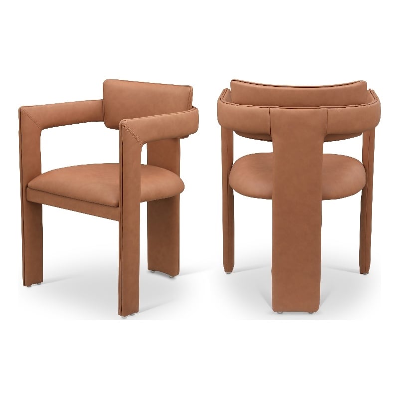 Meridian Furniture Brenda Cognac Vegan Leather Dining Chair (Set of 2)