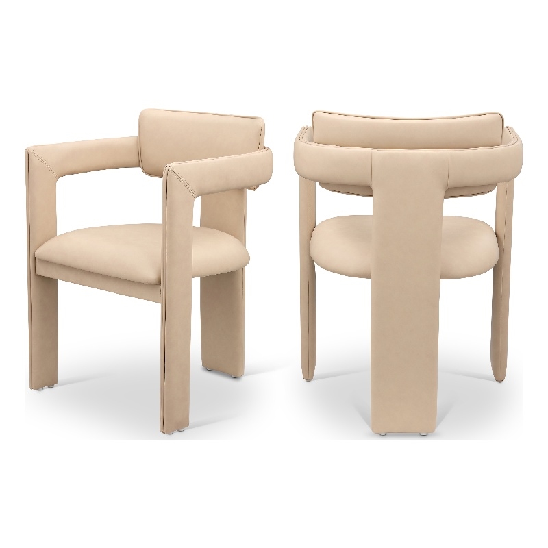 Meridian Furniture Brenda Tan Vegan Leather Dining Chair (Set of 2)