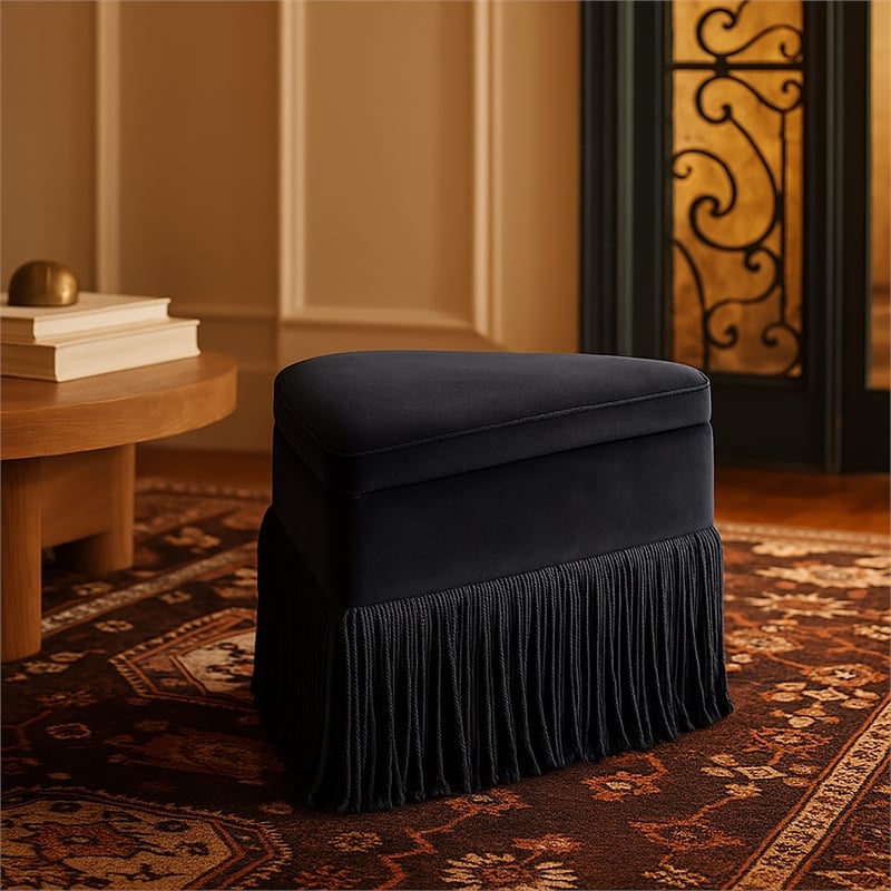 Meridian Furniture Trivoli Black Velvet Ottoman/Stool