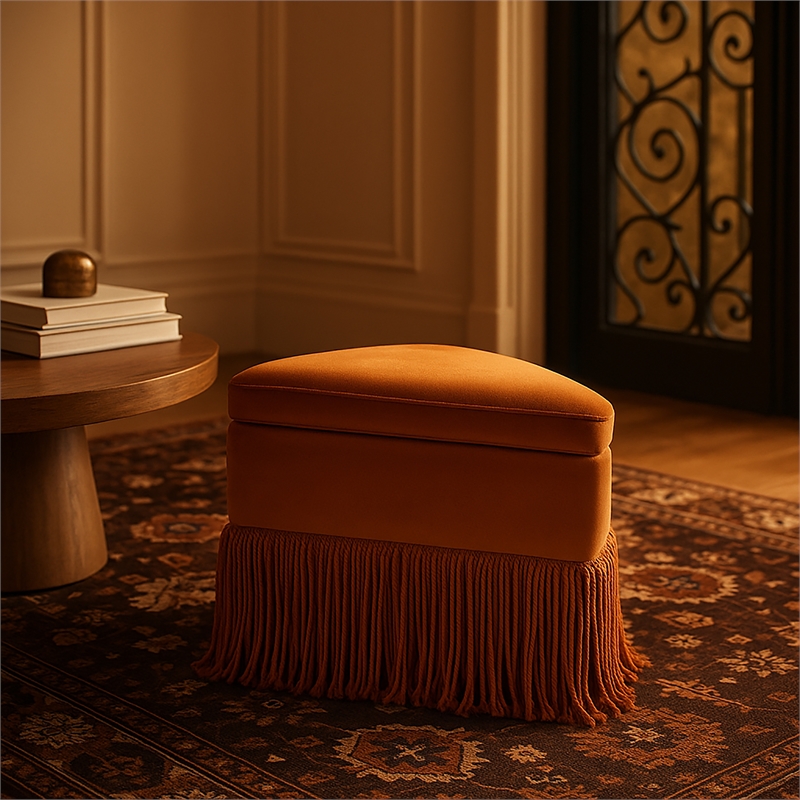 Meridian Furniture Trivoli Cognac Velvet Ottoman/Stool