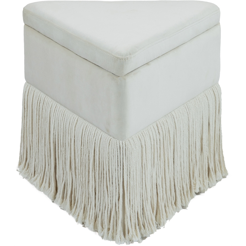 Meridian Furniture Trivoli Cream Velvet Ottoman/Stool
