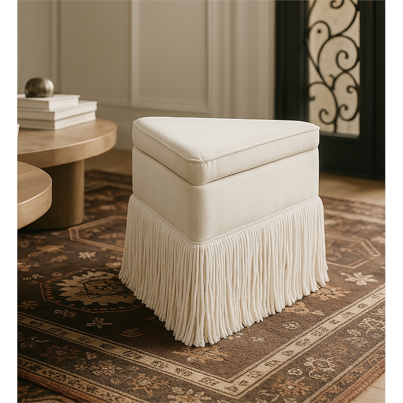 Meridian Furniture Trivoli Cream Velvet Ottoman/Stool
