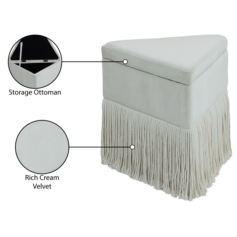 Meridian Furniture Trivoli Cream Velvet Ottoman/Stool