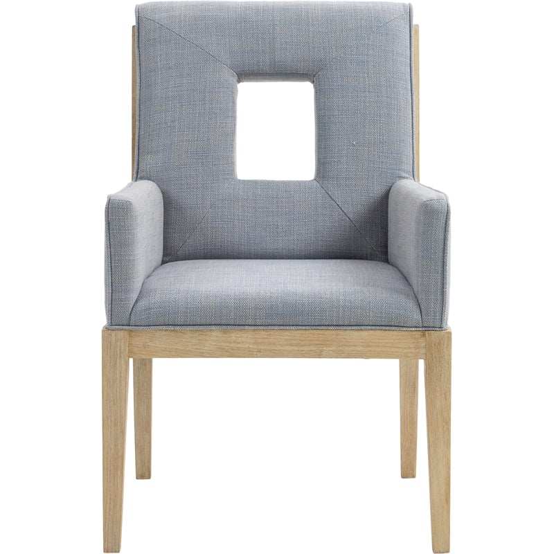 Meridian Furniture Gwendolyn Light Blue Linen Textured Fabric Dining Arm Chair
