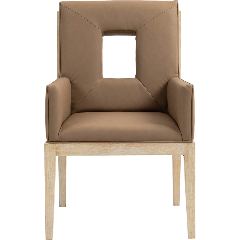Meridian Furniture Gwendolyn Brown Vegan Leather Dining Arm Chair