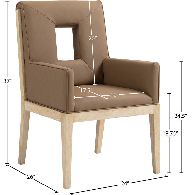 Meridian Furniture Gwendolyn Brown Vegan Leather Dining Arm Chair