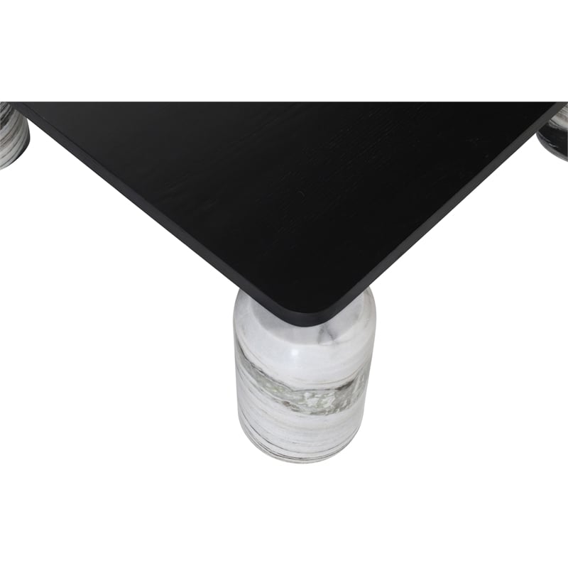 Meridian Furniture Ferrara Panda Genuine Marble and Solid Oak Wood Coffee Table