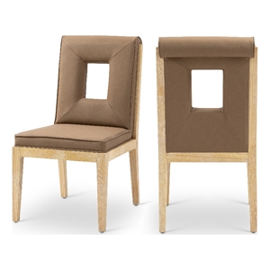 Meridian Furniture Gwendolyn Brown Vegan Leather Dining Side Chair (Set of 2)