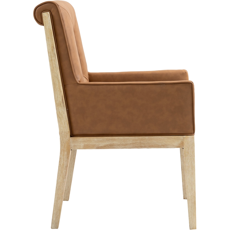 Meridian Furniture Gwendolyn Cognac Vegan Leather Dining Arm Chair