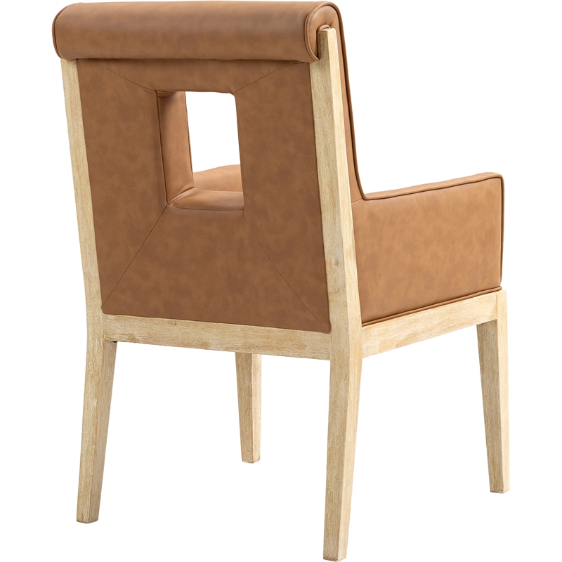 Meridian Furniture Gwendolyn Cognac Vegan Leather Dining Arm Chair