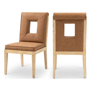 Meridian Furniture Gwendolyn Cognac Vegan Leather Dining Side Chair (Set of 2)