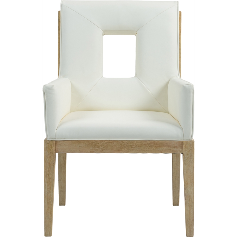 Meridian Furniture Gwendolyn Cream Vegan Leather Dining Arm Chair