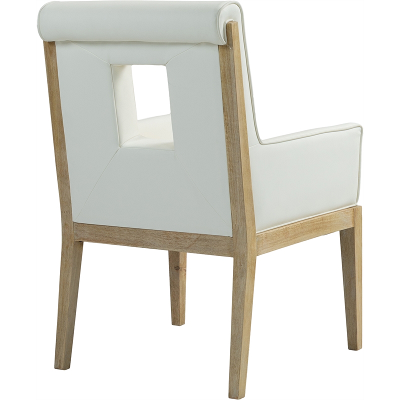 Meridian Furniture Gwendolyn Cream Vegan Leather Dining Arm Chair