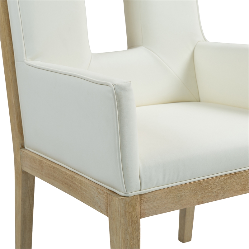 Meridian Furniture Gwendolyn Cream Vegan Leather Dining Arm Chair