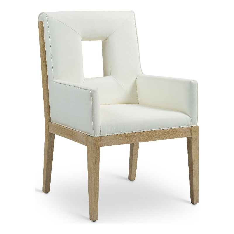 Meridian Furniture Gwendolyn Cream Vegan Leather Dining Arm Chair