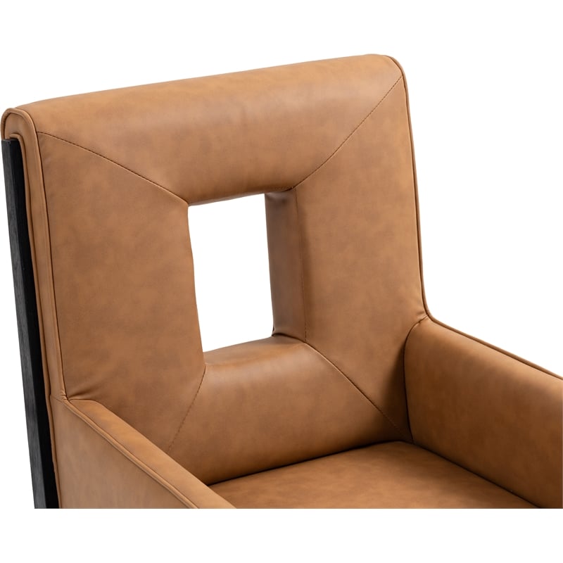 Meridian Furniture Gwendolyn Cognac Vegan Leather Dining Arm Chair