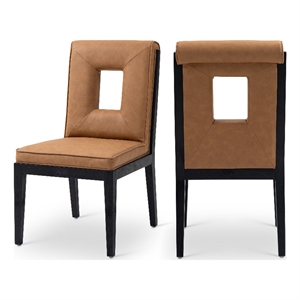 Meridian Furniture Gwendolyn Cognac Vegan Leather Dining Side Chair (Set of 2)