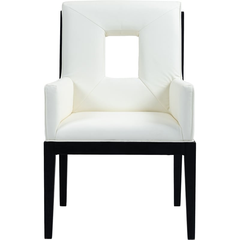 Meridian Furniture Gwendolyn Cream Vegan Leather Dining Arm Chair