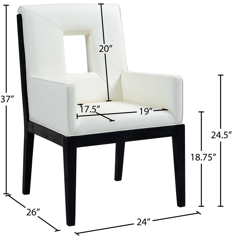 Meridian Furniture Gwendolyn Cream Vegan Leather Dining Arm Chair