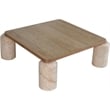 Meridian Furniture Ferrara Beige Genuine Marble and Solid Oak Wood Coffee Table