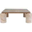 Meridian Furniture Ferrara Beige Genuine Marble and Solid Oak Wood Coffee Table