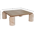 Meridian Furniture Ferrara Beige Genuine Marble and Solid Oak Wood Coffee Table