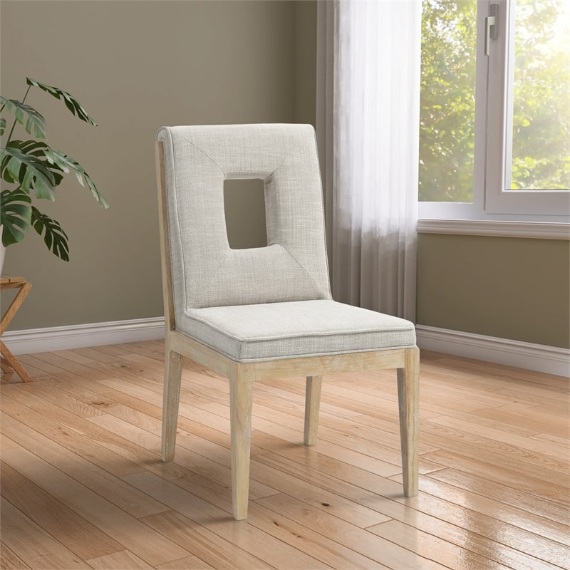 Meridian Furniture Gwendolyn Cream Linen Textured Dining Side Chair (Set of 2)