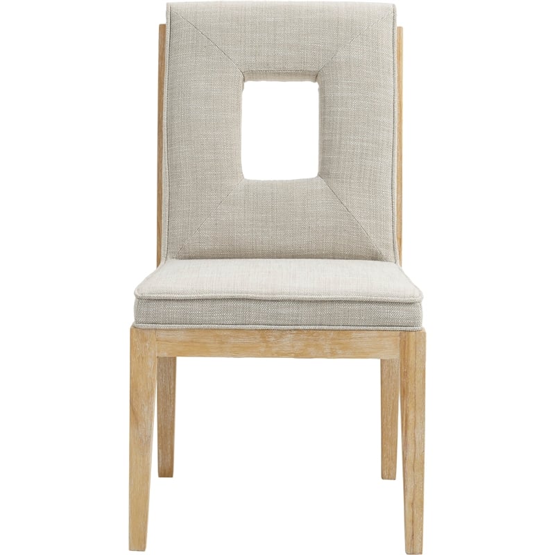Meridian Furniture Gwendolyn Cream Linen Textured Dining Side Chair (Set of 2)