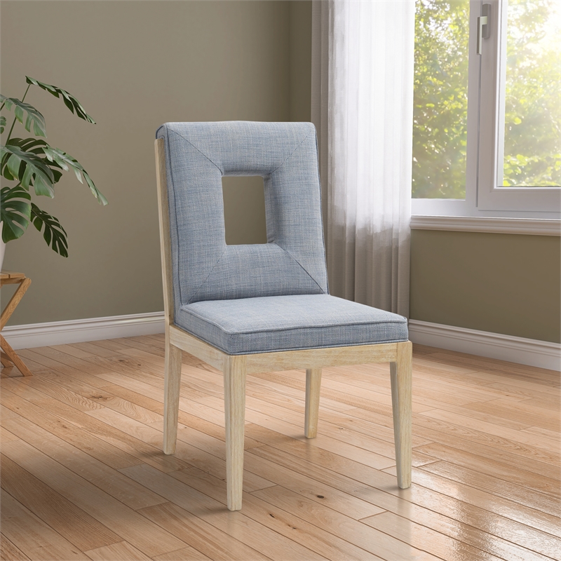 Meridian Furniture Gwendolyn Blue Linen Textured Dining Side Chair (Set of 2)