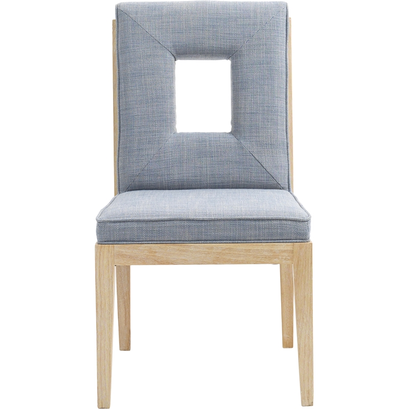 Meridian Furniture Gwendolyn Blue Linen Textured Dining Side Chair (Set of 2)