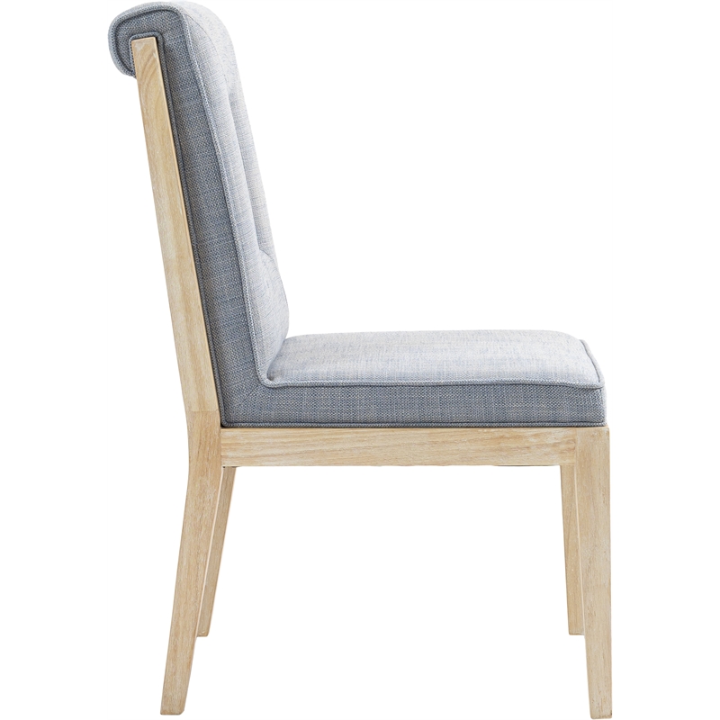 Meridian Furniture Gwendolyn Blue Linen Textured Dining Side Chair (Set of 2)