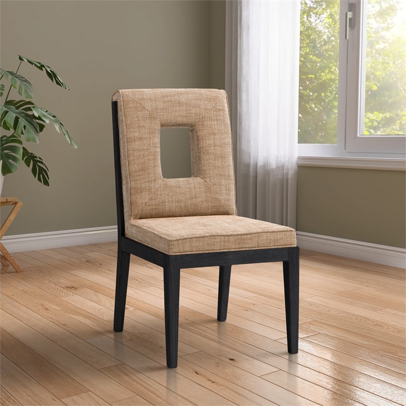 Meridian Furniture Gwendolyn Cognac Linen Textured Dining Side Chair (Set of 2)