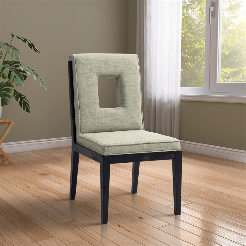 Meridian Furniture Gwendolyn Green Linen Textured Dining Side Chair (Set of 2)