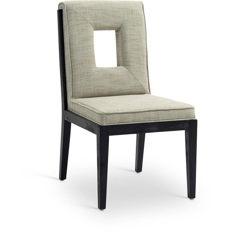 Meridian Furniture Gwendolyn Green Linen Textured Dining Side Chair (Set of 2)