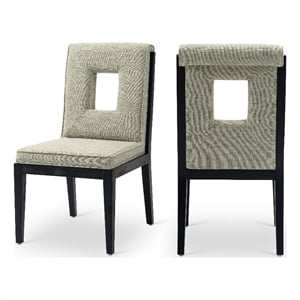 Meridian Furniture Gwendolyn Green Linen Textured Dining Side Chair (Set of 2)