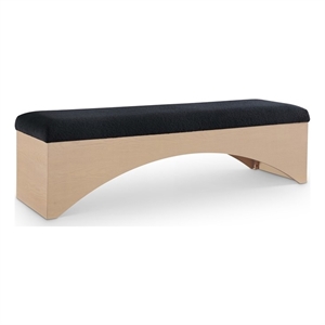 Meridian Furniture Lawson Black Velour Fur Fabric Bench