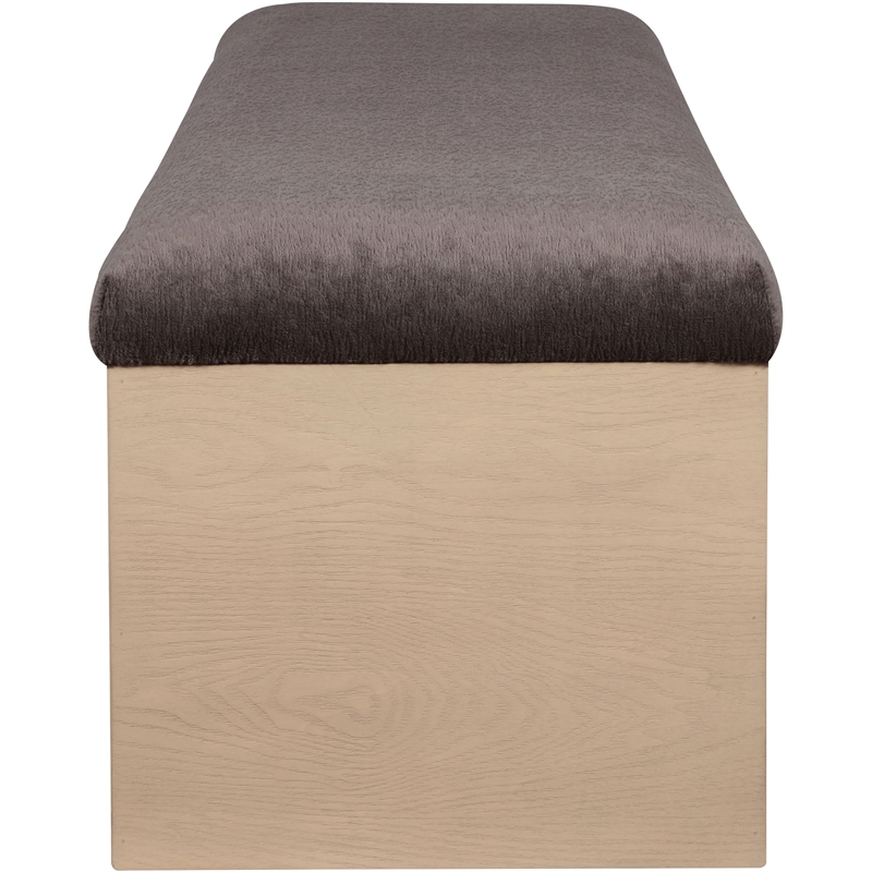 Meridian Furniture Lawson Brown Velour Fur Fabric Bench
