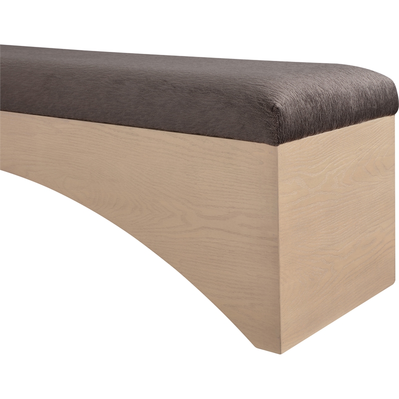 Meridian Furniture Lawson Brown Velour Fur Fabric Bench