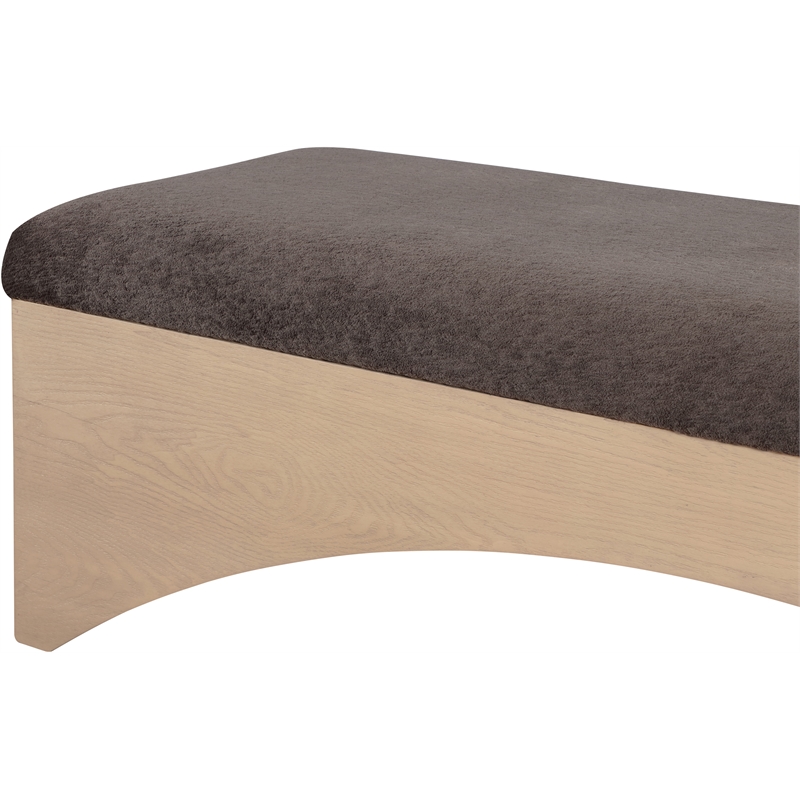 Meridian Furniture Lawson Brown Velour Fur Fabric Bench