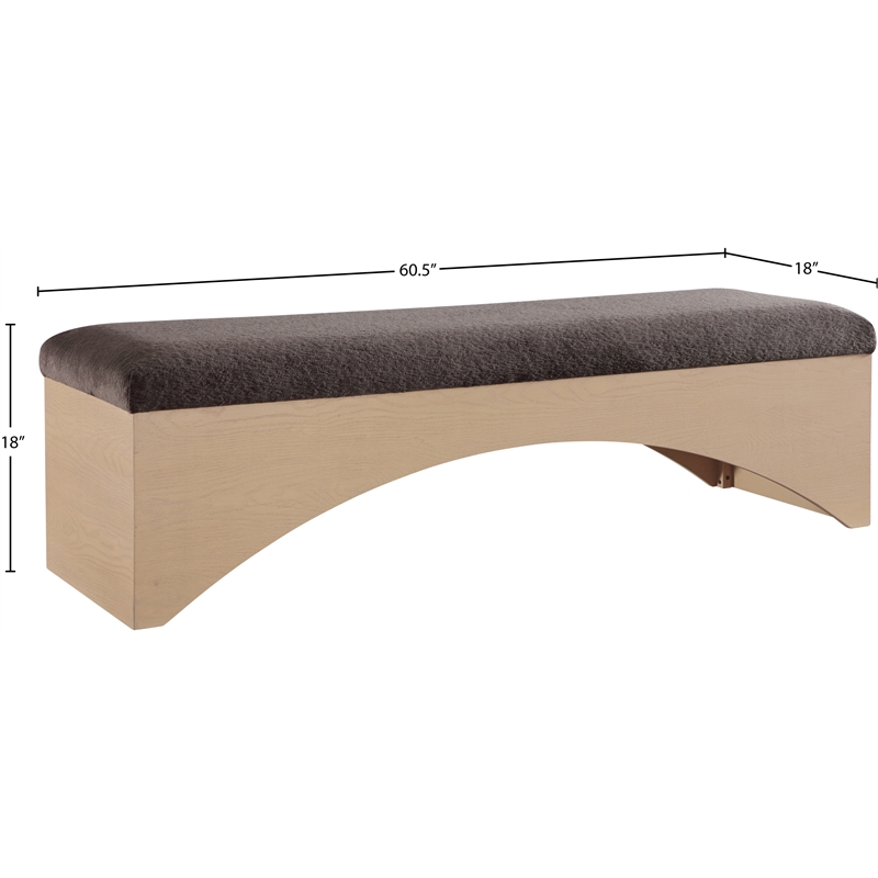 Meridian Furniture Lawson Brown Velour Fur Fabric Bench