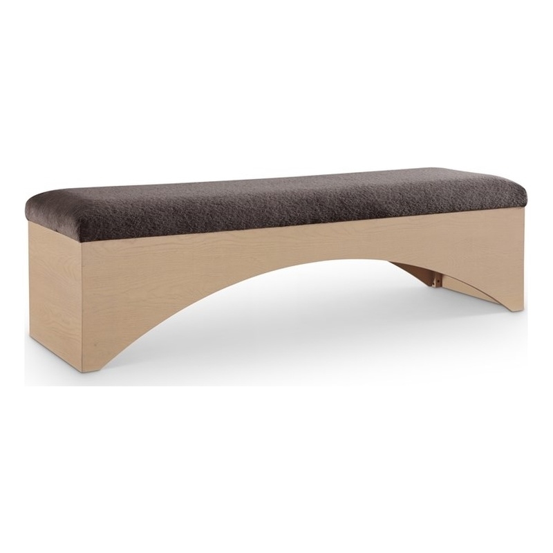 Meridian Furniture Lawson Brown Velour Fur Fabric Bench