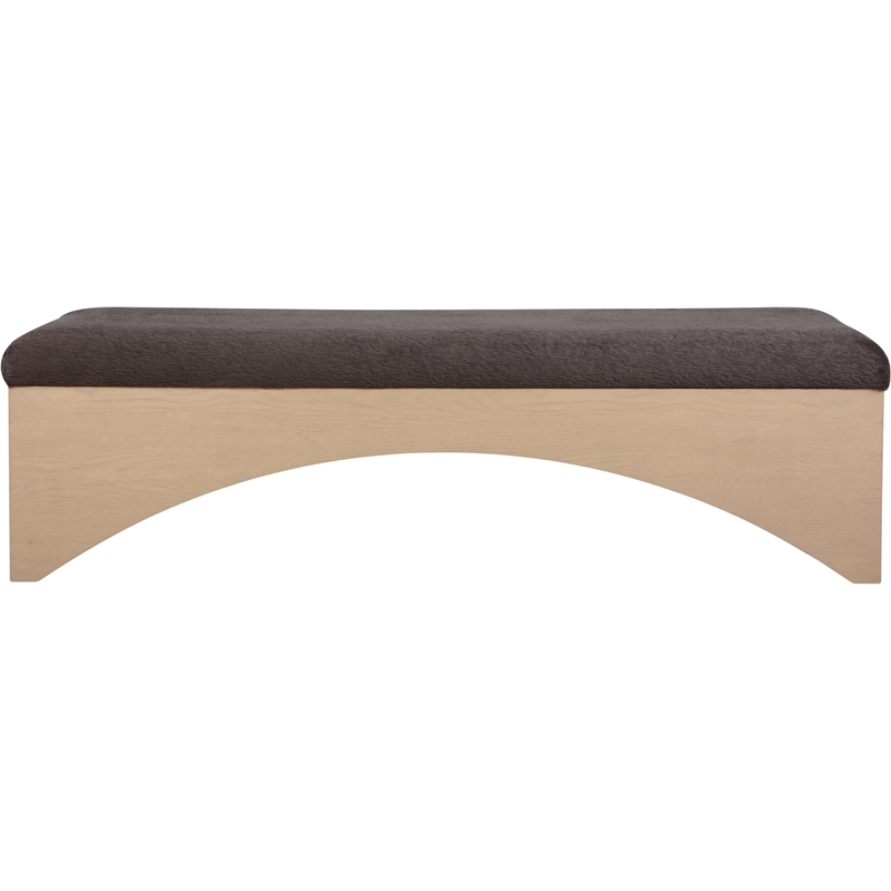 Meridian Furniture Lawson Brown Velour Fur Fabric Bench