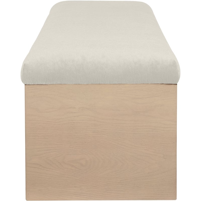 Meridian Furniture Lawson Cream Velour Fur Fabric Bench