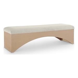 Meridian Furniture Lawson Cream Velour Fur Fabric Bench