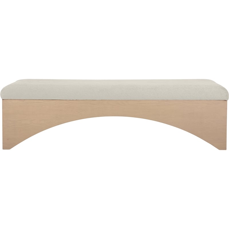 Meridian Furniture Lawson Cream Velour Fur Fabric Bench