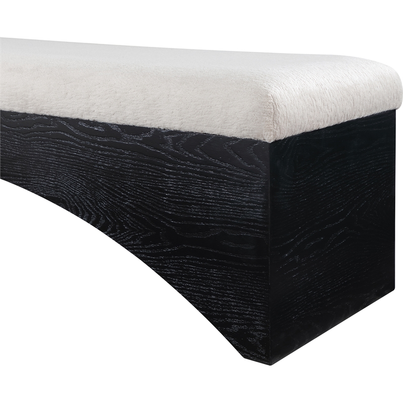 Meridian Furniture Lawson Beige Velour Fur Fabric Bench