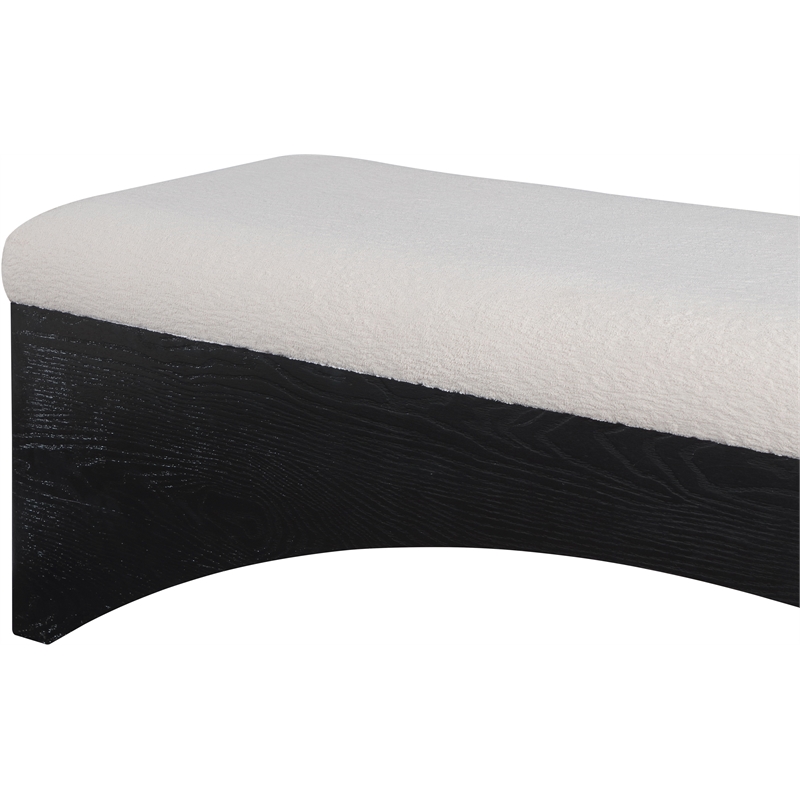 Meridian Furniture Lawson Beige Velour Fur Fabric Bench