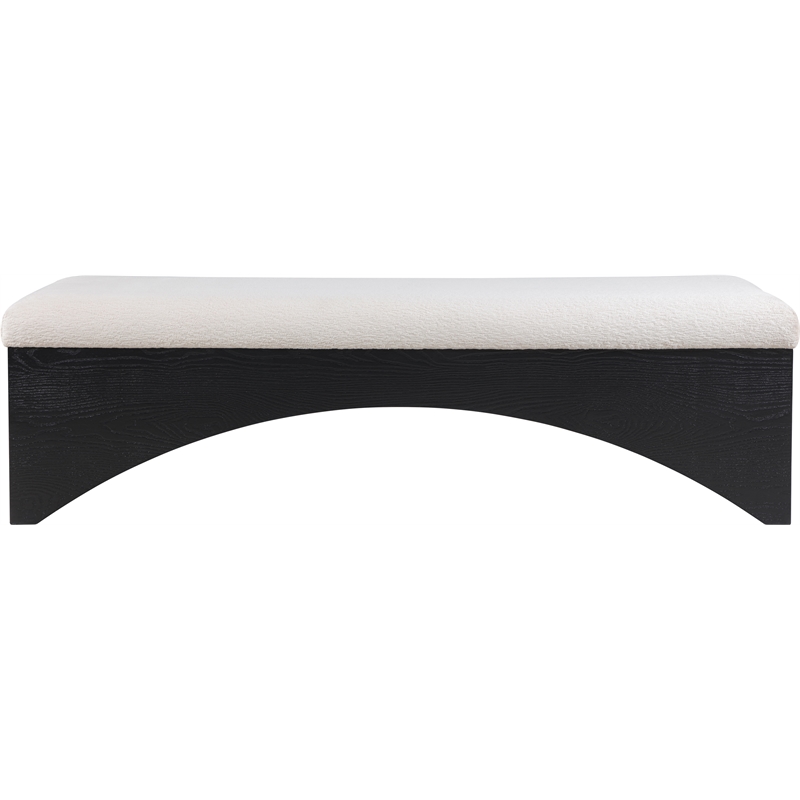 Meridian Furniture Lawson Beige Velour Fur Fabric Bench