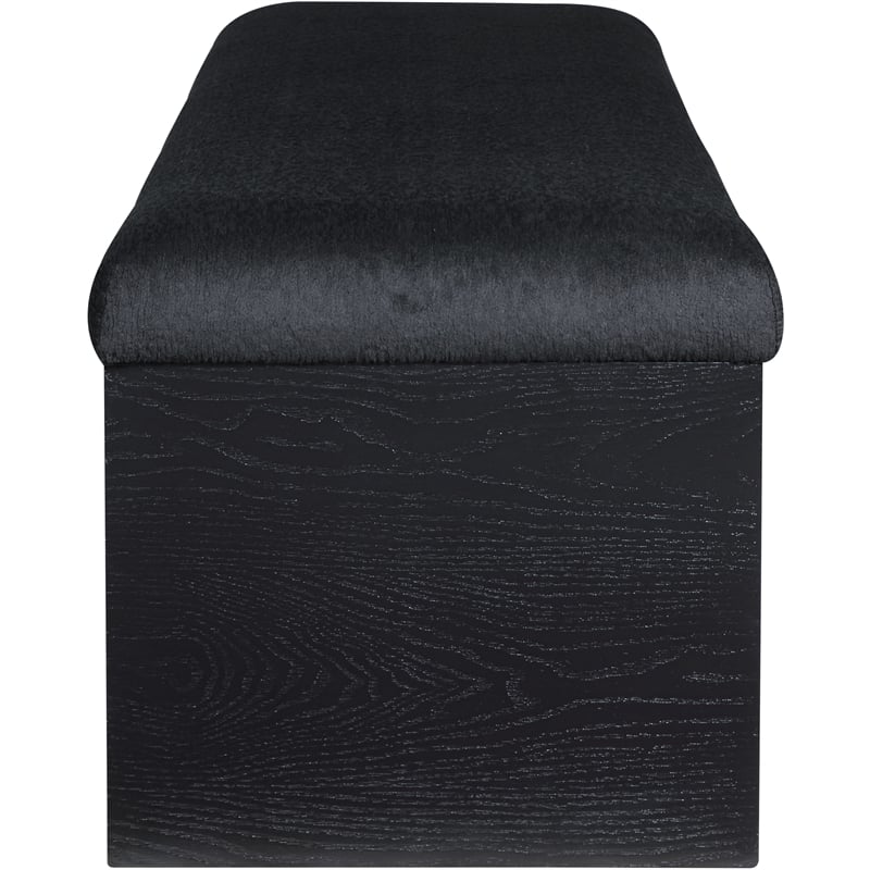 Meridian Furniture Lawson Black Velour Fur Fabric Bench