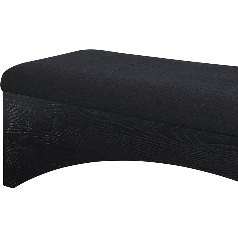 Meridian Furniture Lawson Black Velour Fur Fabric Bench
